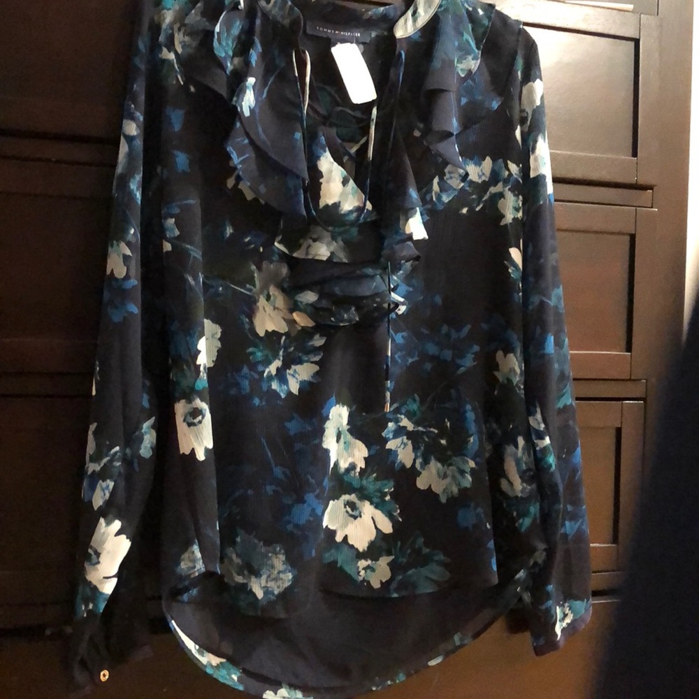 Blue printed top